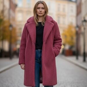 J.Crew Teddy Sherpa Coat Size S On Dusty Rose Color